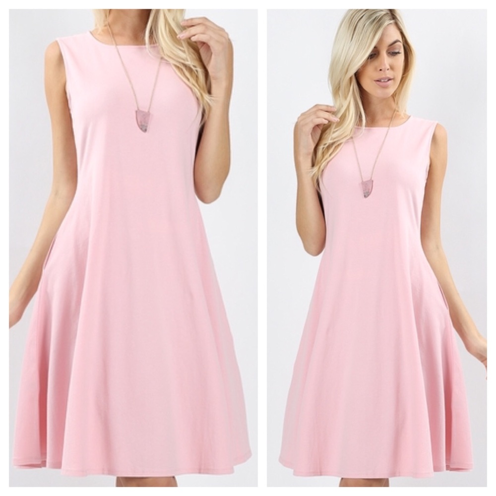 Pink a-line dress with pockets